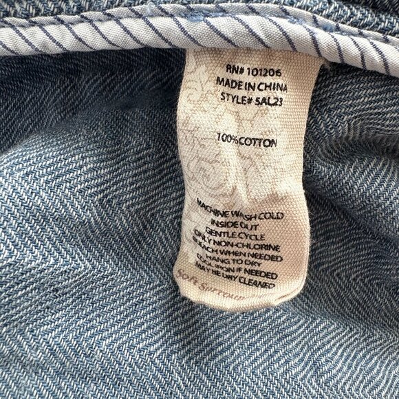 Soft Surroundings Chambray Denim Frayed Edge Jacket Size 3X Blue Pockets Artsy - Picture 8 of 12